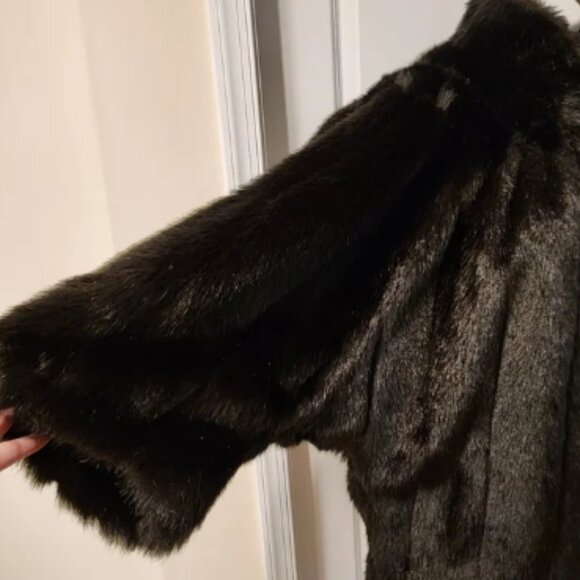 American Signature vintage black faux fur coat size 14 - Picture 6 of 8